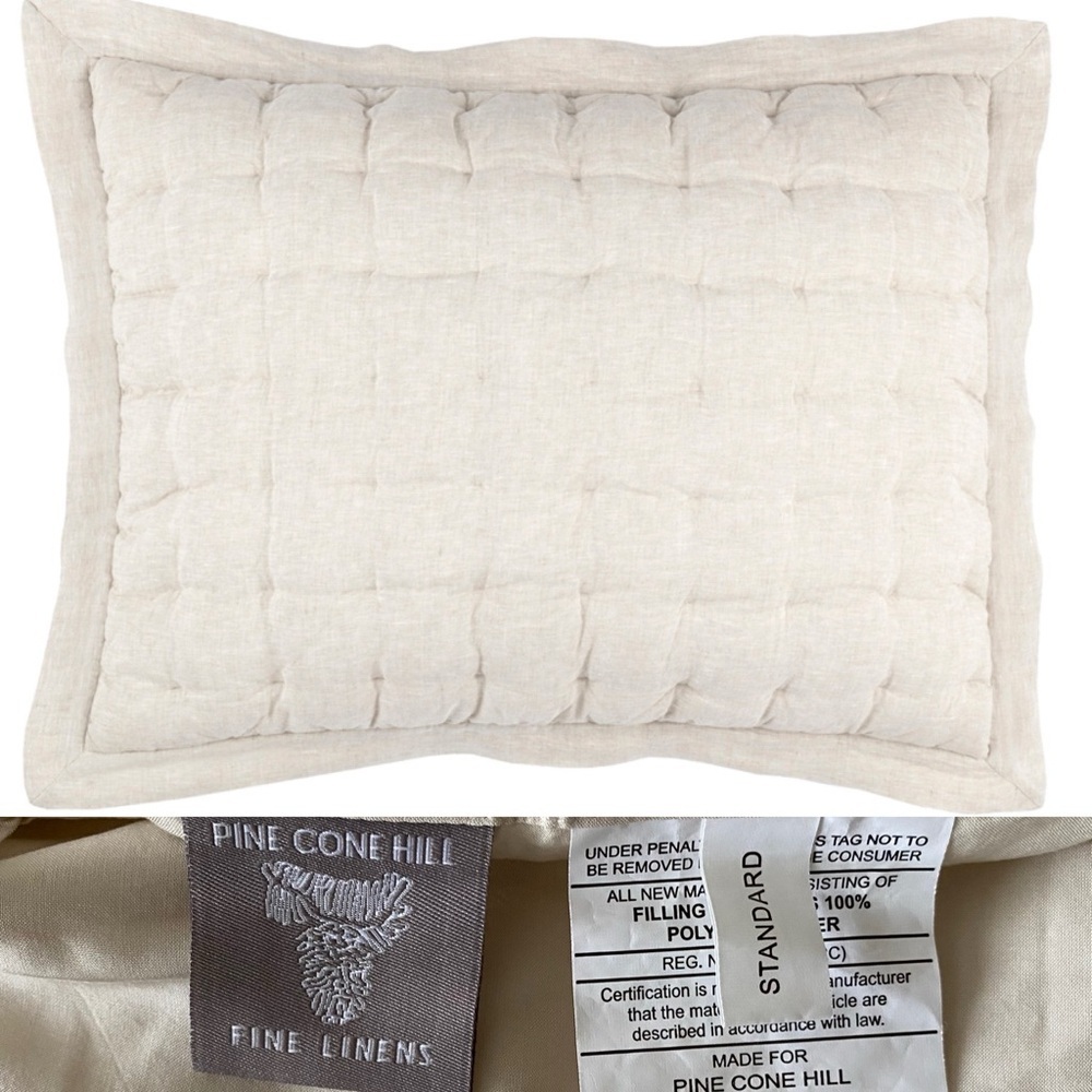 PINE CONE HILL By Annie Selke Standard‎ Linen Puff  Sham In Natural Pillowcase 1